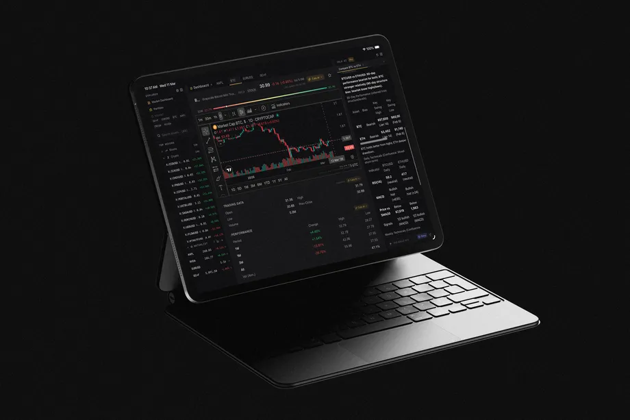 Cala running on iPad Pro with Magic Keyboard showing the full market dashboard with live data